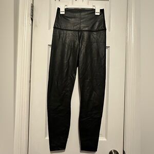 Fleece Lined Faux Leather 90 Degree By Reflex Black Leggings